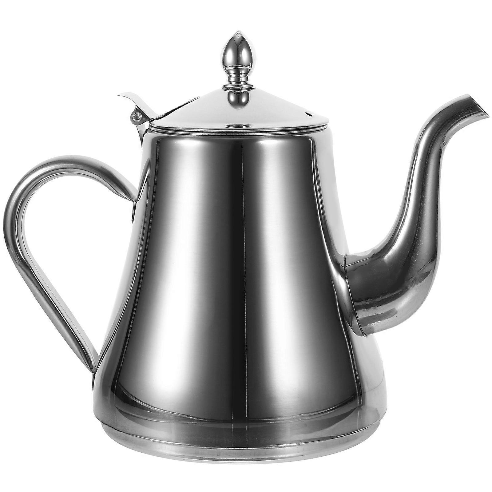 Stainless Teapot Modern Round Handle Tea Brewing Heat and Cold Resistance for Office Use 1Set