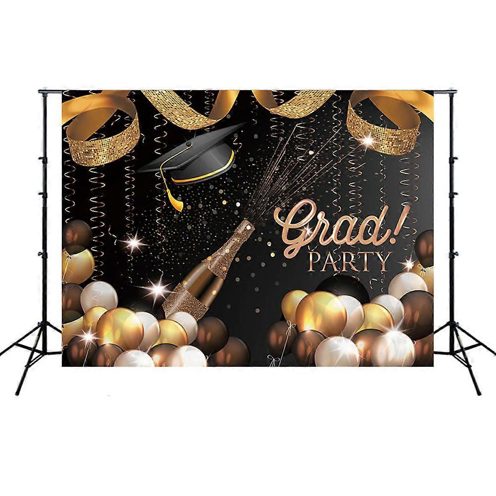 Graduation Party Photographic Backdrop Sparkly Vinyl Cloth Digital Printed Doctorial Hat Backgrounds 210x150cm 1Pcs
