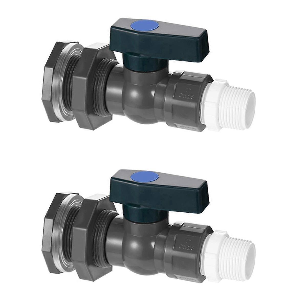 2X PVC Rain Bucket Faucet Kit, 3/4 Inch PVC Ball Valve, Bucket Bucket Water Tank Pond Bucket Faucet
