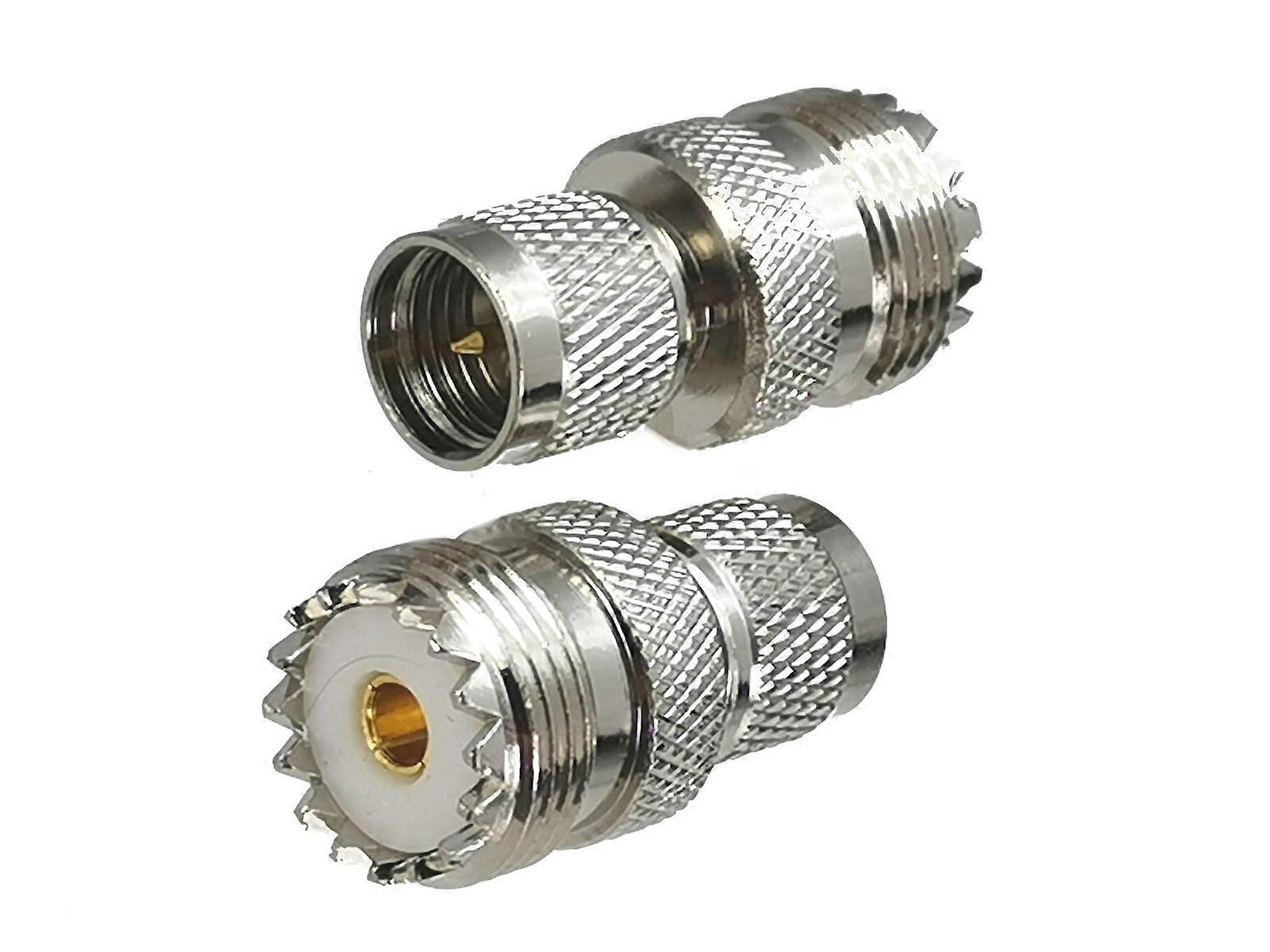 Mini UHF to N UHF SO239 PL259 Connector Adapter 2-Pack Straight HF Coaxial Converter Type 1