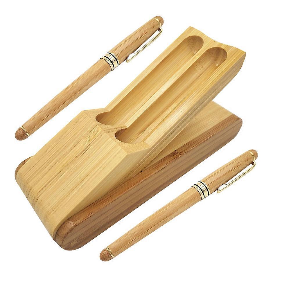 Carbonized Nanmu Bamboo Fountain Pen Set with Pens and Folding Case – Lightweight, Portable Writing Set for Calligraphy, School, Office, and Gift Use