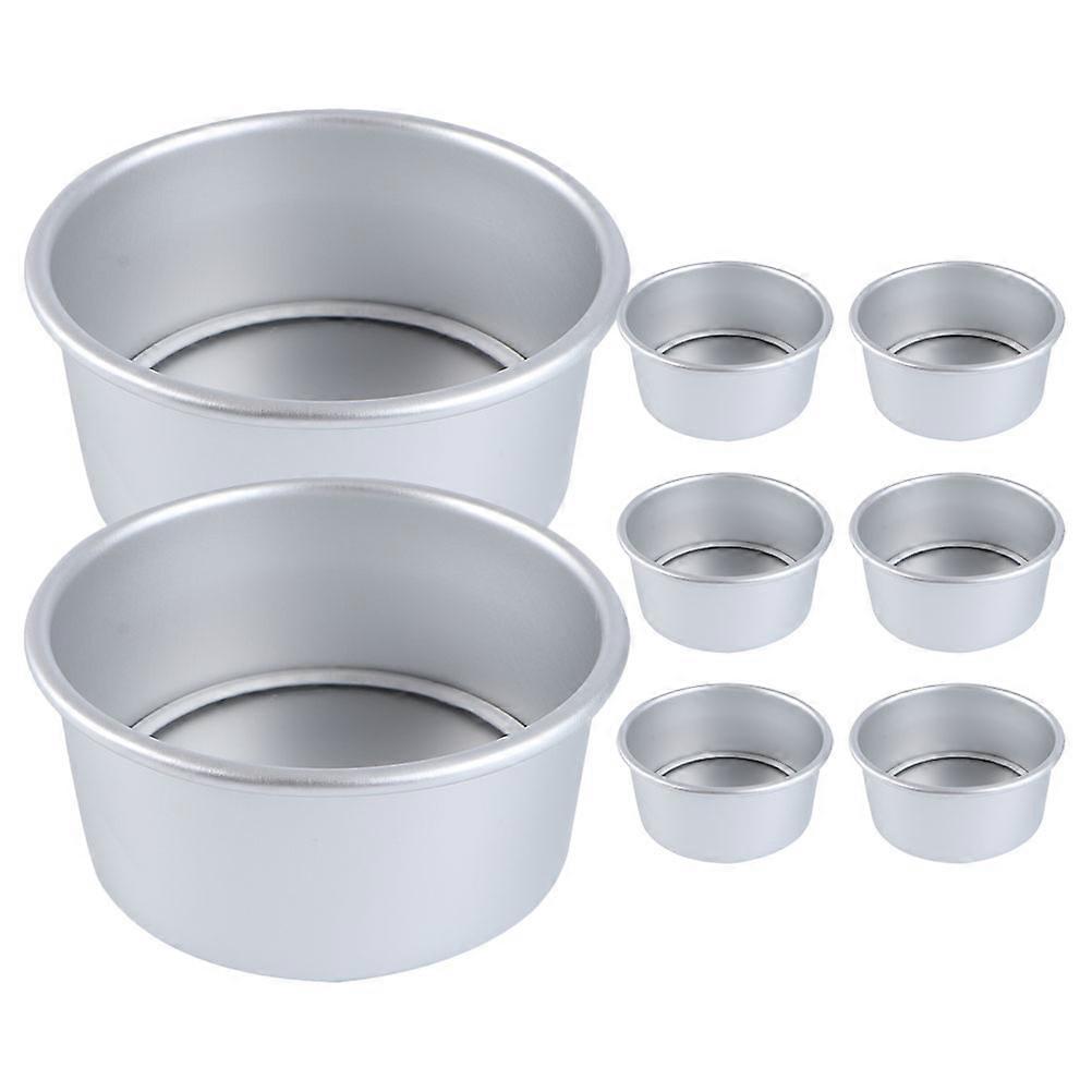 Cake Baking Pans Set Round Cake Pan Removable Bottom Home Baking Silver 8Pcs