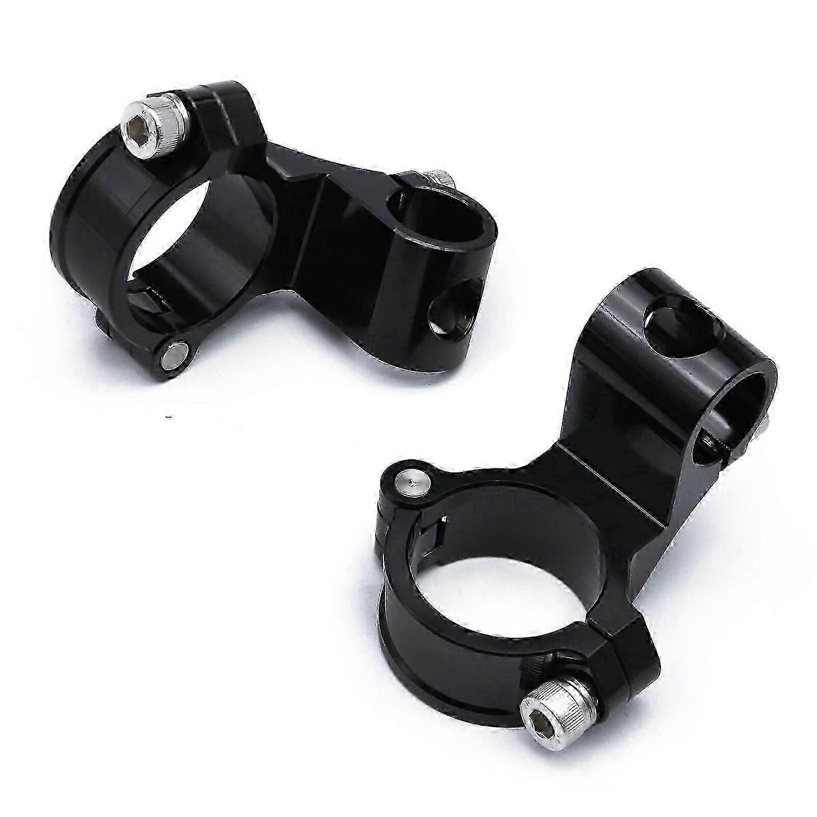 37mm - 50mm Aluminum 7/8 22mm Universal CNC Black Motorcycle 2 Raised Handlebars Clip Ons Clamp