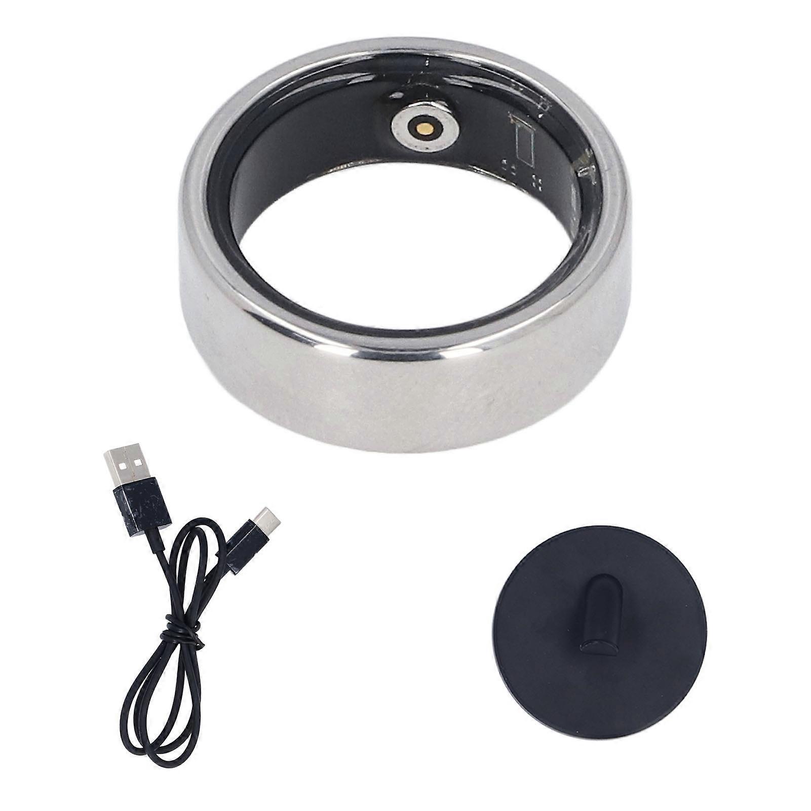 Silver Smart Ring: Multifunctional Pedometer, Sleep Tracking, IP68 Waterproof Fitness Ring