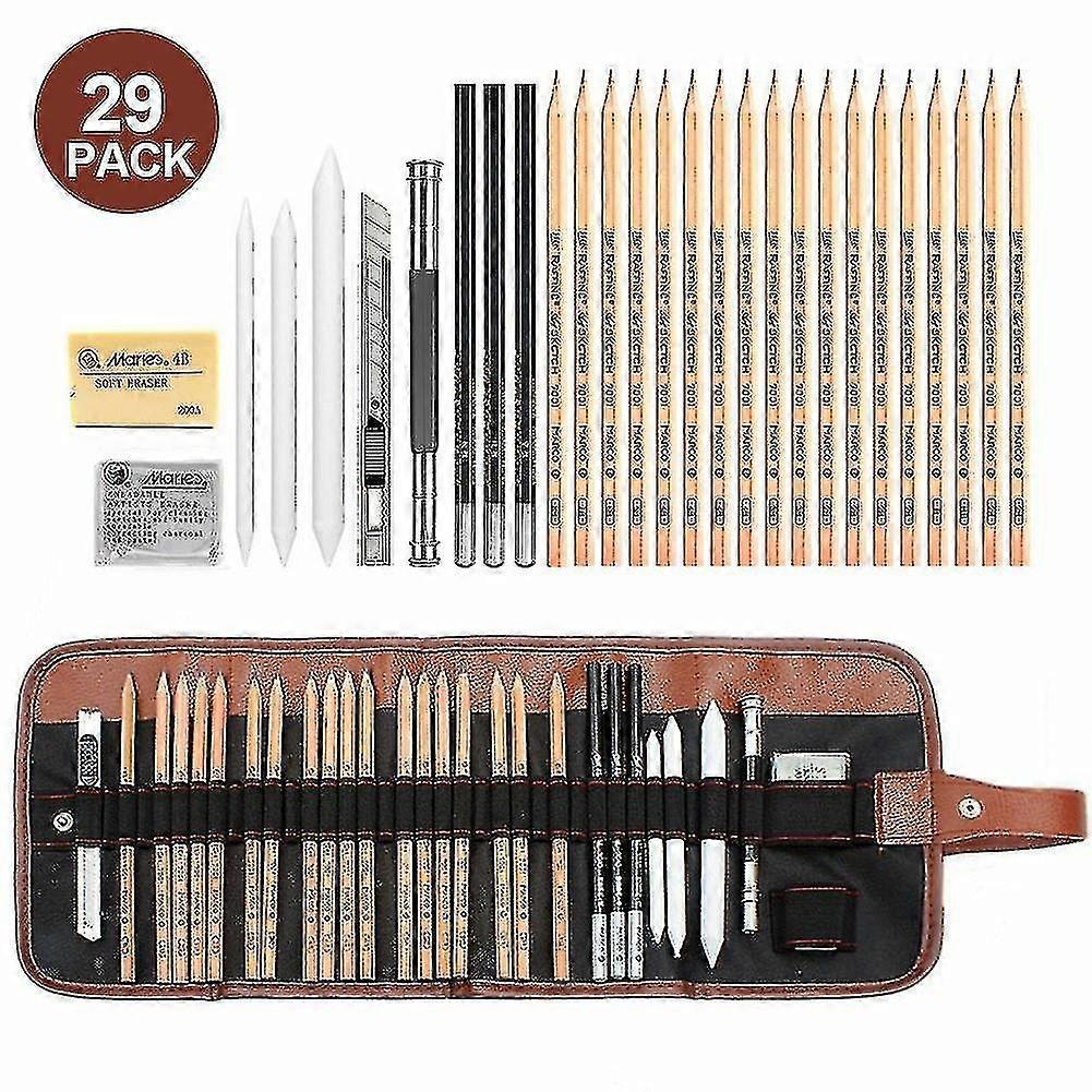 29pcs Sketch Pencil Set for Artists with Portable Bag for Outdoor and School Use
