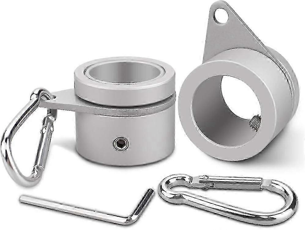 2 Pack Aluminum Alloy Flag Pole Rings, 360 Degree Rotating Flag Mounting Rings with Carabiner for 0.75-1.00 Inch Diameter