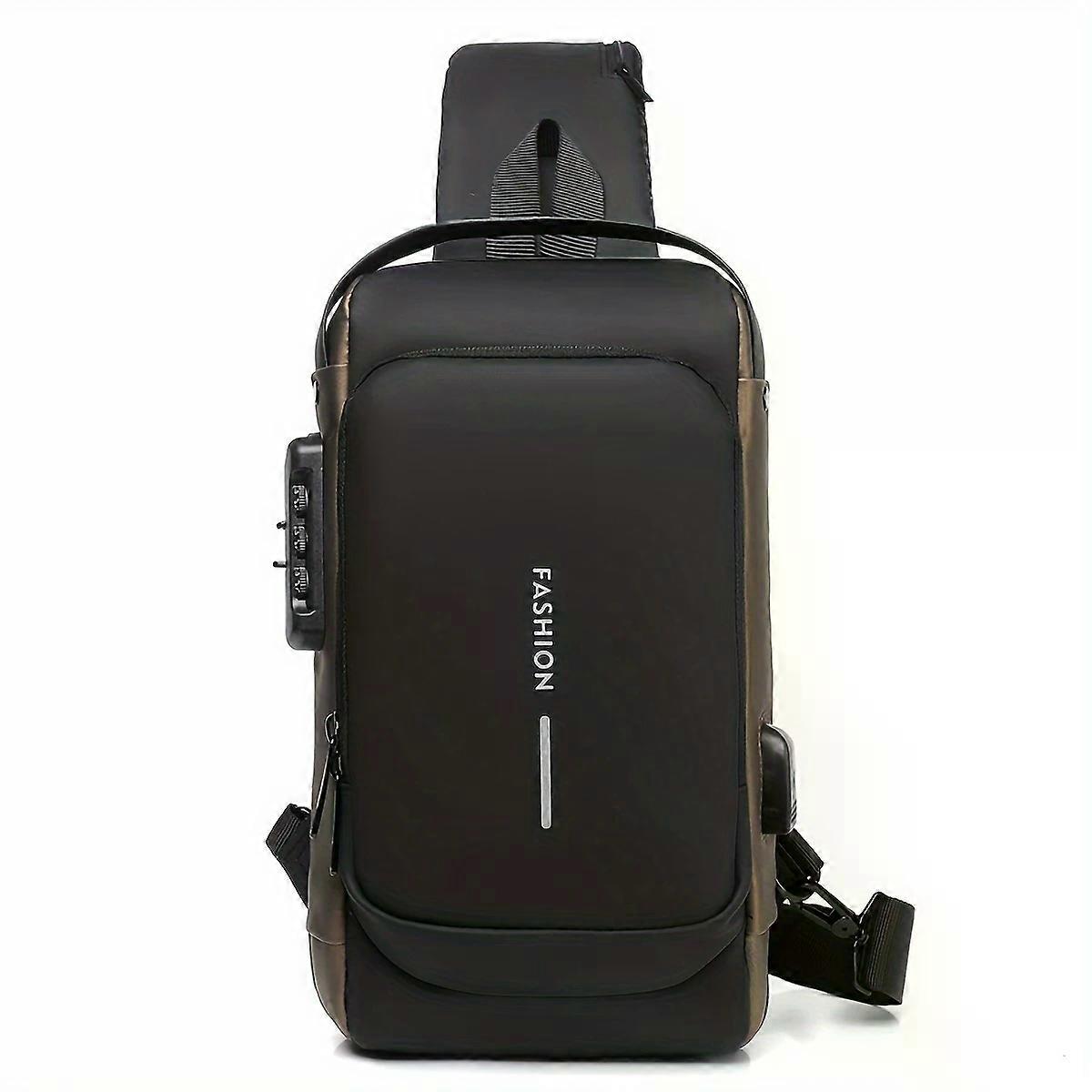 حقيبة صدر مضادة للسرقة للرجال مع منفذ شحن USB - دراجة نارية أنيقة والرياضات الترفيهية كروس بودي ، نسيج أكسفورد متين ، حزام كتف قابل للتعديل