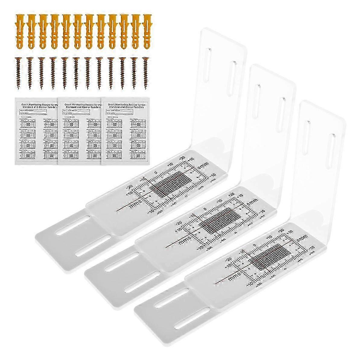 3 Pcs Crack Monitor, Crack Monitoring Record, Concrete Crack Monitor, Corner Crack Monitor, for the Edition 0704