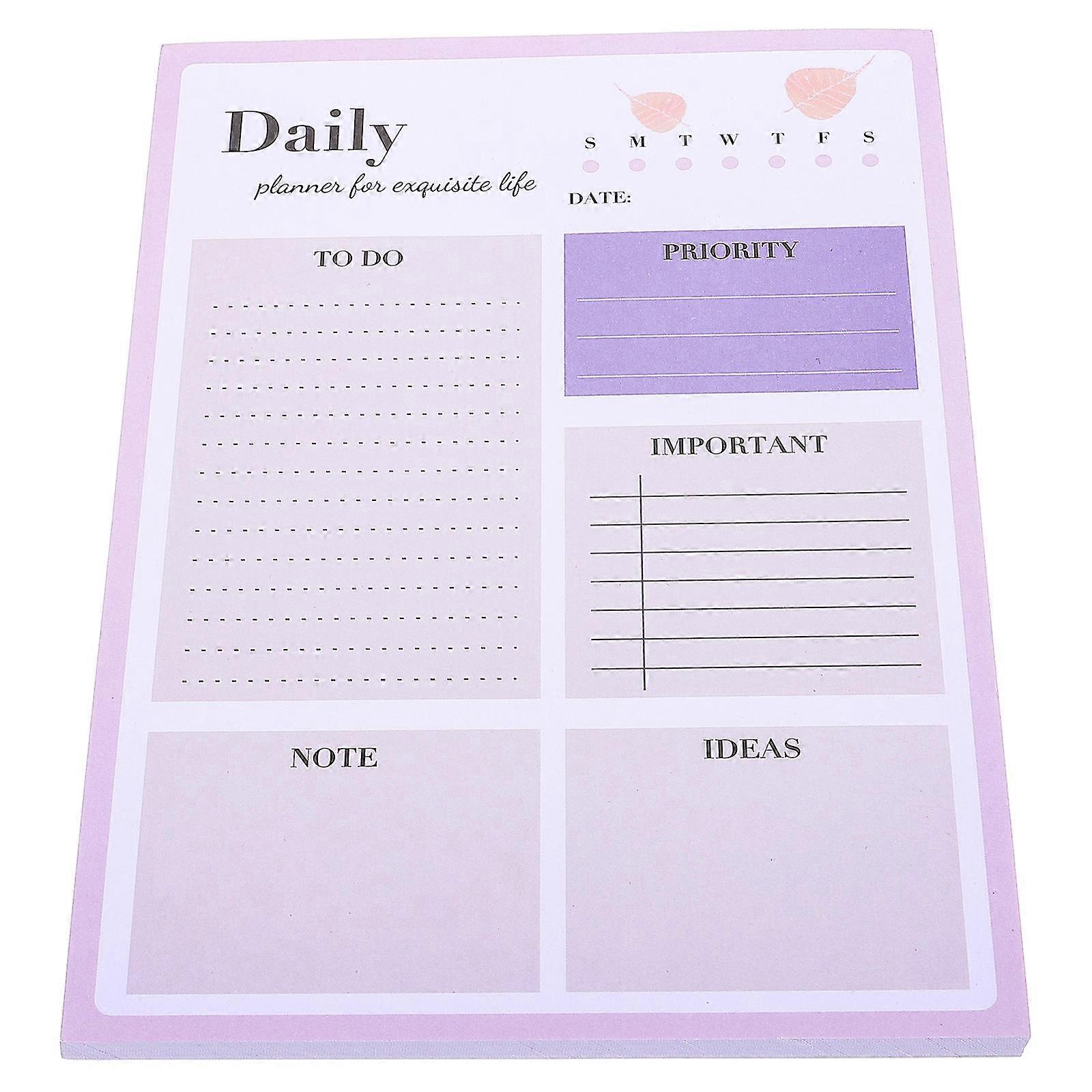 Daily Schedule Notepad Recording Tasks Reasonable Design For Adults Students Teachers Violet 21.5x15cm 1Set
