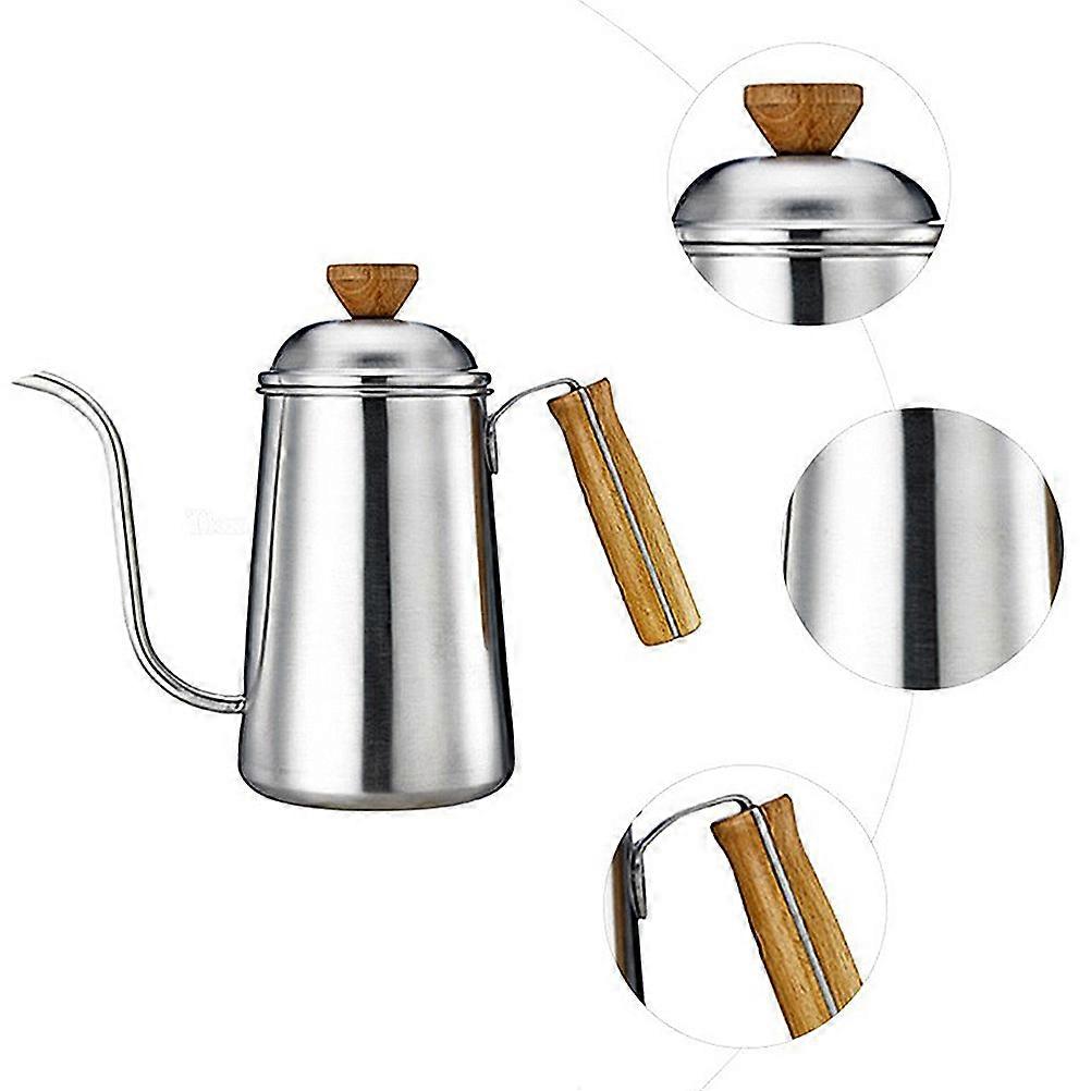 Stainless Steel Coffee Kettle with Narrow Spout and Wooden Handle – Rust Resistant, Fine Mouth Design for and Gifting