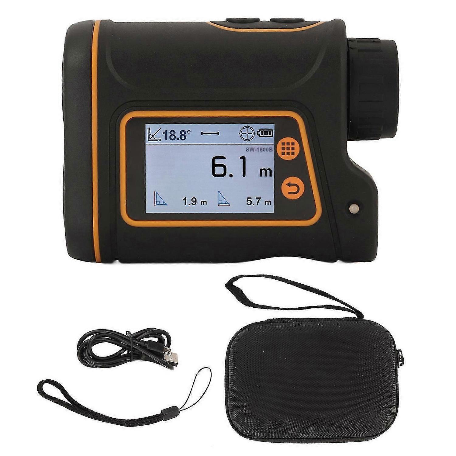 Telescope Range Finder 6X Magnification LCD Touch Screen Laser Distance Meter with Battery 1500m / 1640.4yd SW 1500B