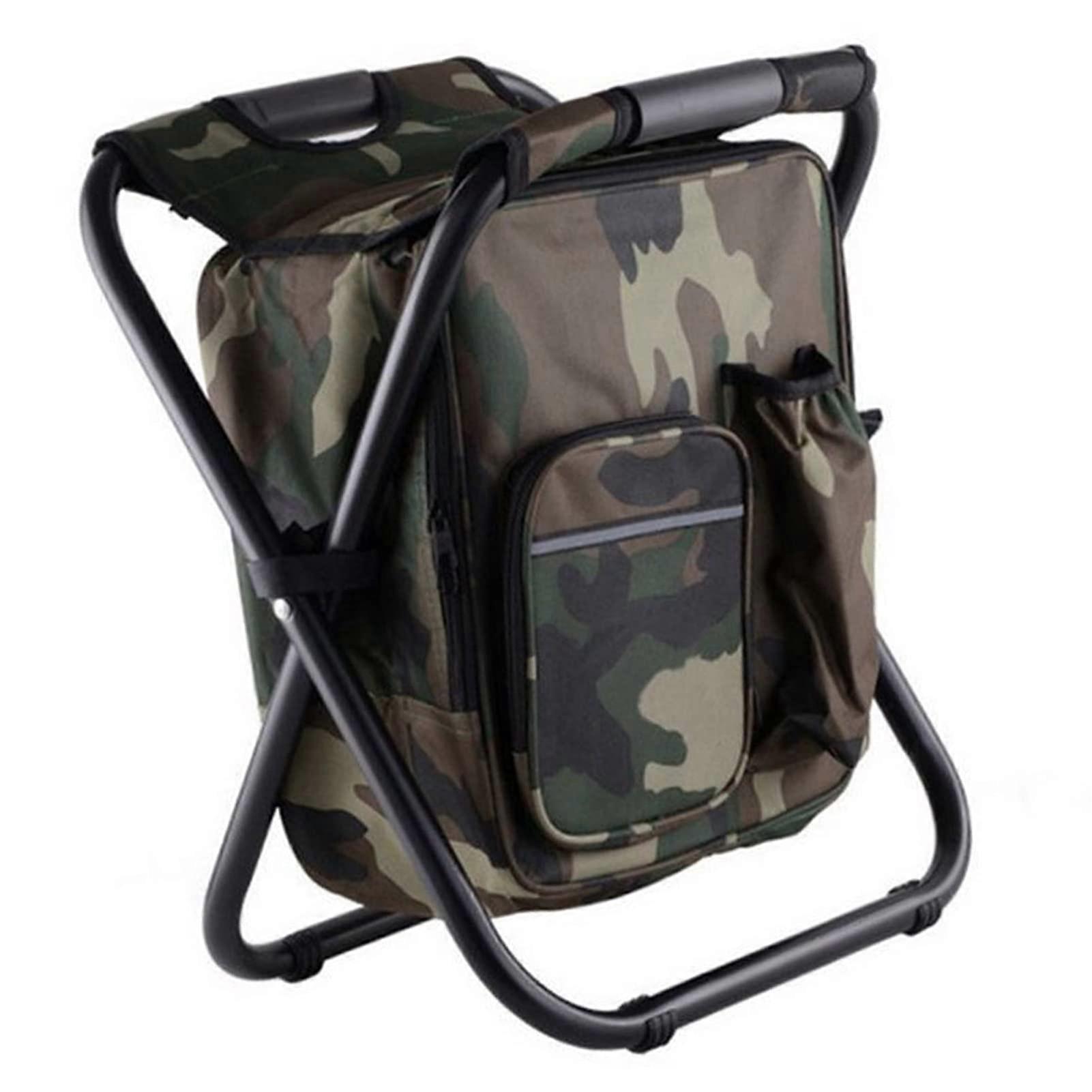 Portable Folding Camping Stool with Wing Fabric, High Load Capacity for Beach, Hiking, Picnic, Travel (Blue Camouflage)