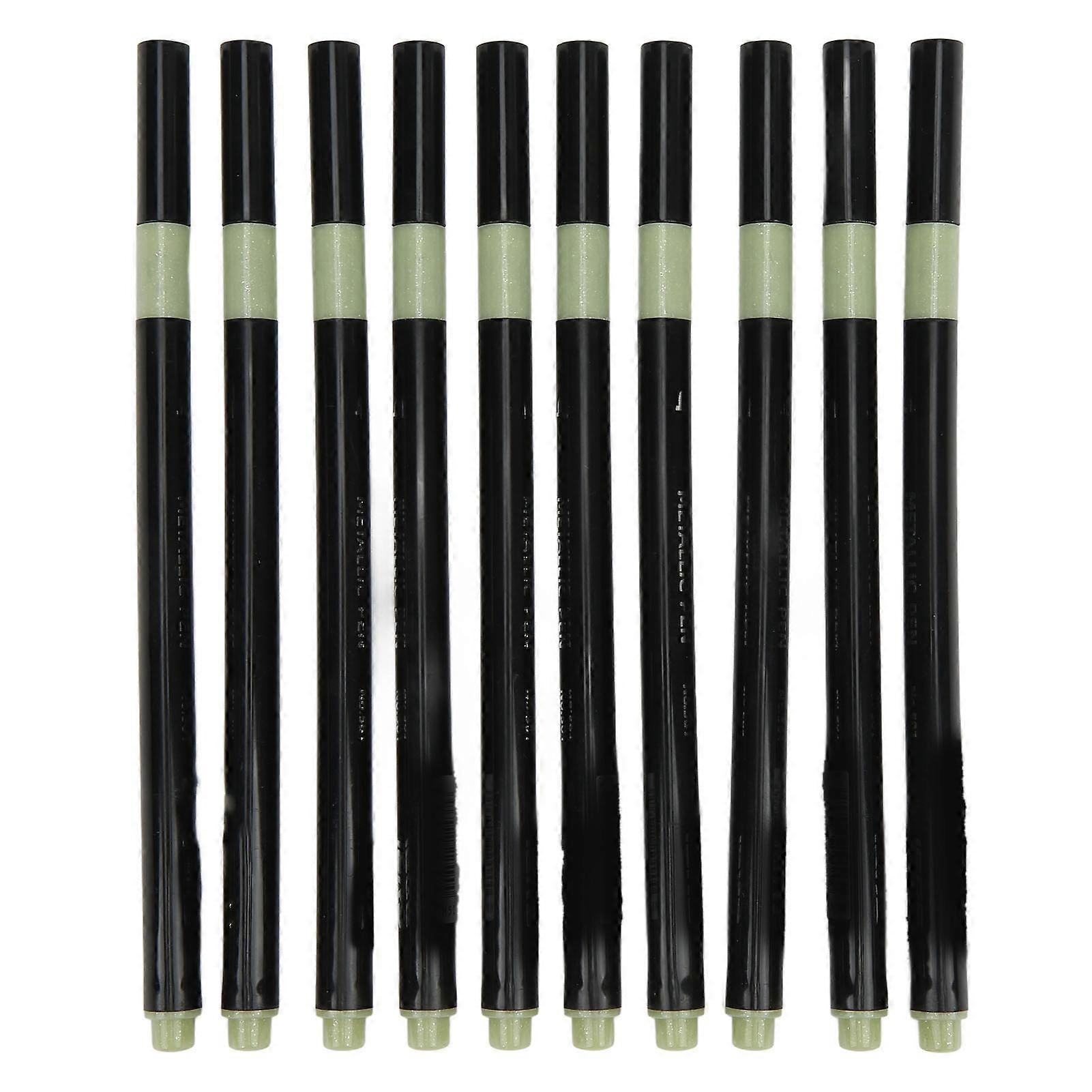 10pcs Marker Water Based Lightgreen Ink Thin Rod Round Nib Odorless Metallic Paint Pens for Stone Ceramic
