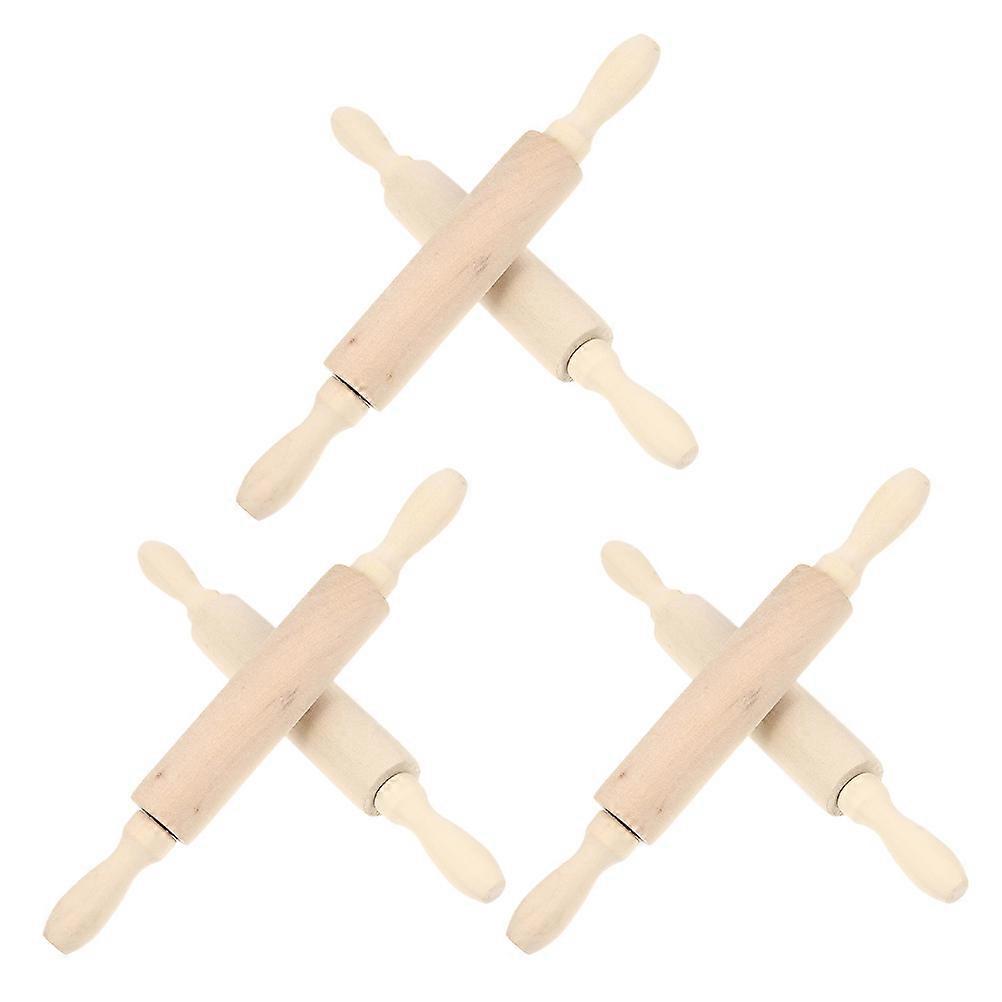 6pcs Mini Wooden Rolling Pins for Baking, Dough Rolling, DIY Crafts & Pretend Play – Enhances Hand Eye Coordination, Safe & Creative Playtime Tool