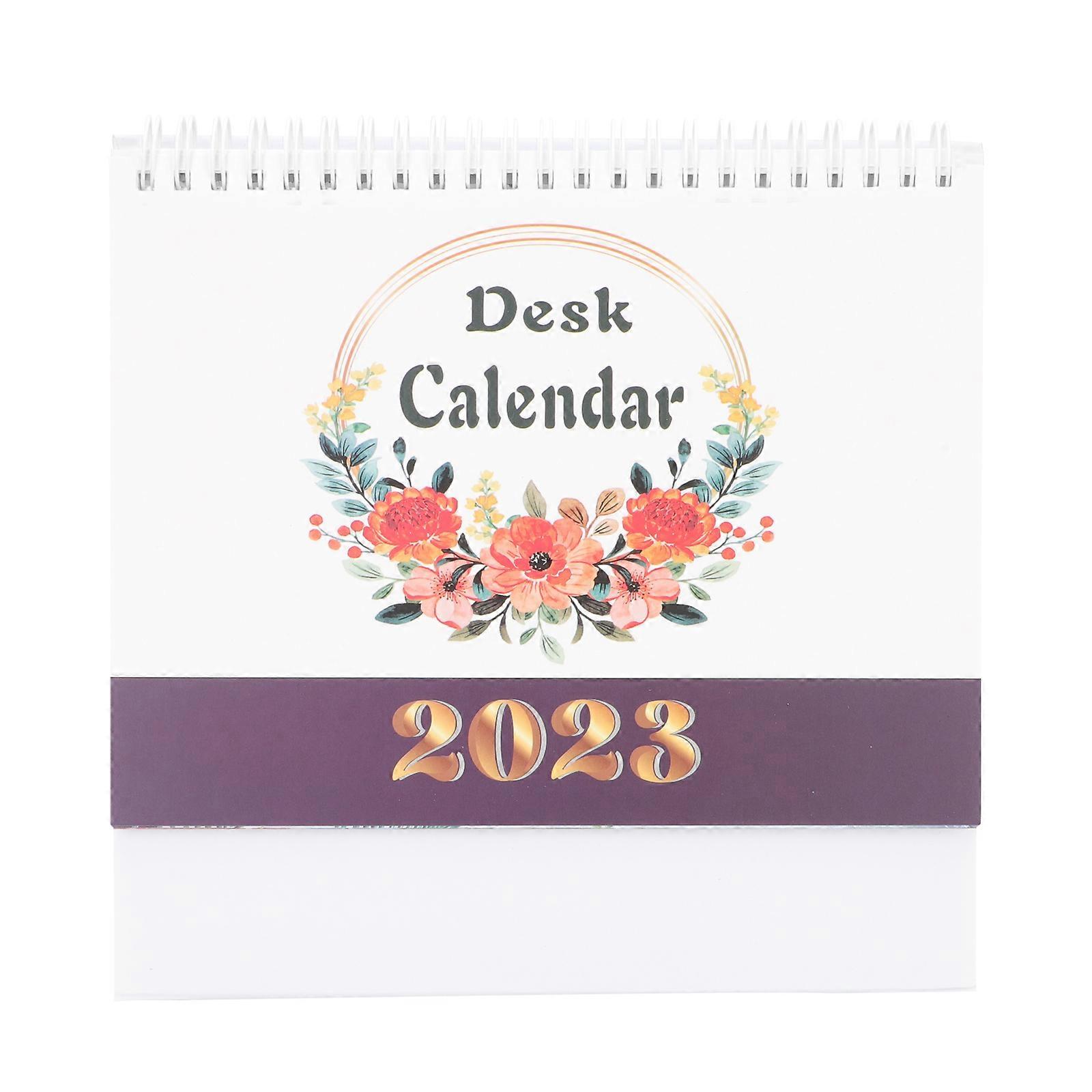 Desk Standing Calendar Table Calendar Office Workers Study Use Purple 21x20.5cm Usage Experience 1Pack