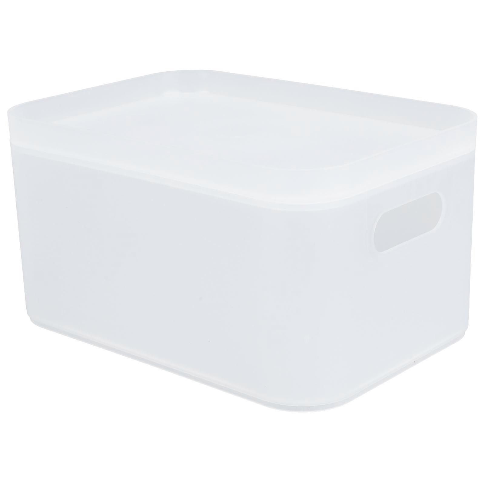 Plastic Storage Basket Large Capacity Translucent Stackable Desktop Storage Box With Lid for Office Home Bathroom Desktop