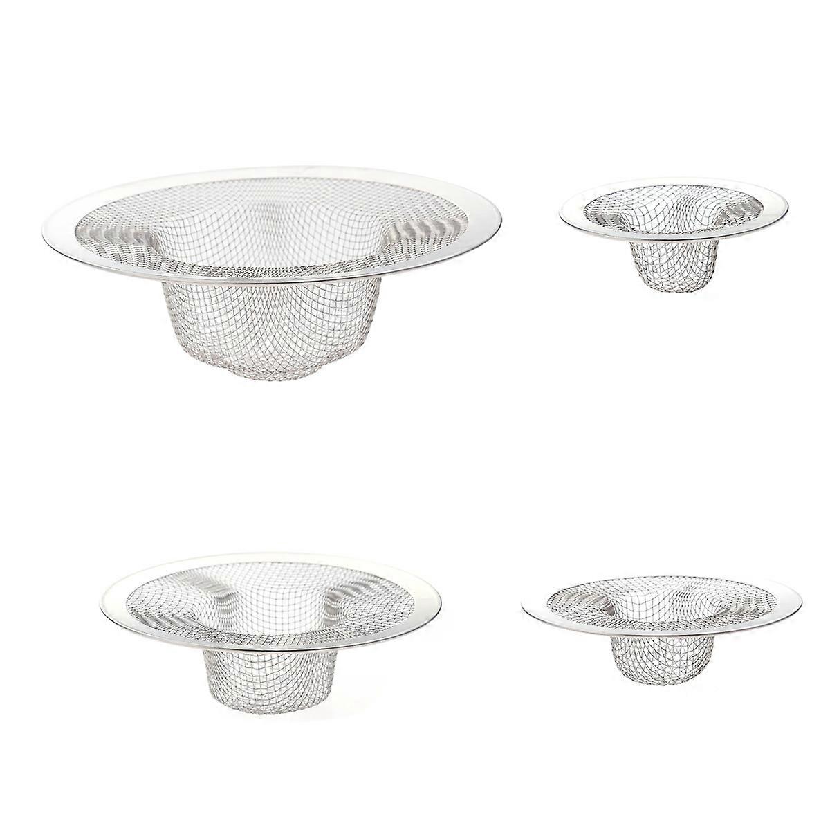 Bathroom Floor Sink Strainer Filter Liquid Drain 4Pcs Set Silver