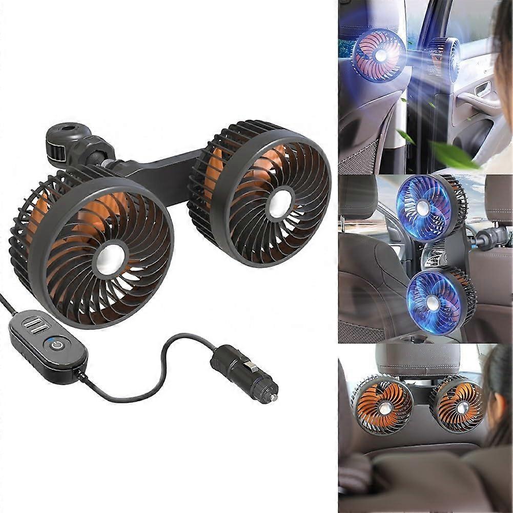 12V Car Fan Rechargeable Low Noise Cooling Multi Angle Rotation Suitable for All Family Cars Van SUV Sedan