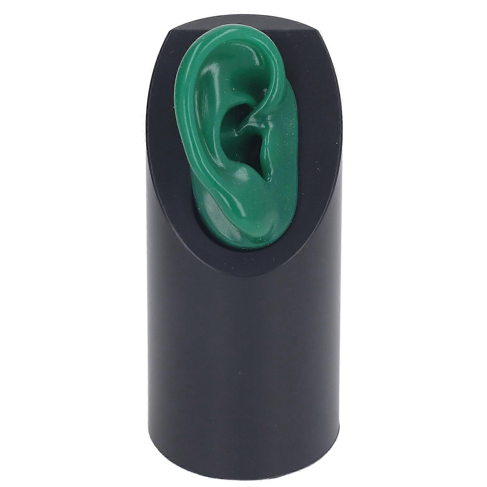 Silicone Ear Model Simulated Acupuncture Soft Artificial Ear Model with Bracket for phone Display Green Right