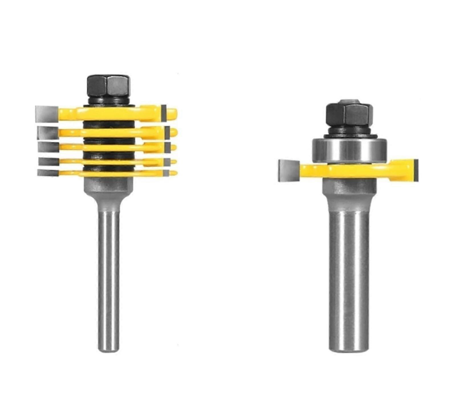 Slot Cutter 3-Flute Router Bit For Woodworking, 12.7x44.5 Mm, Set Of 2, Shanks 1/2 In And 1/4 In