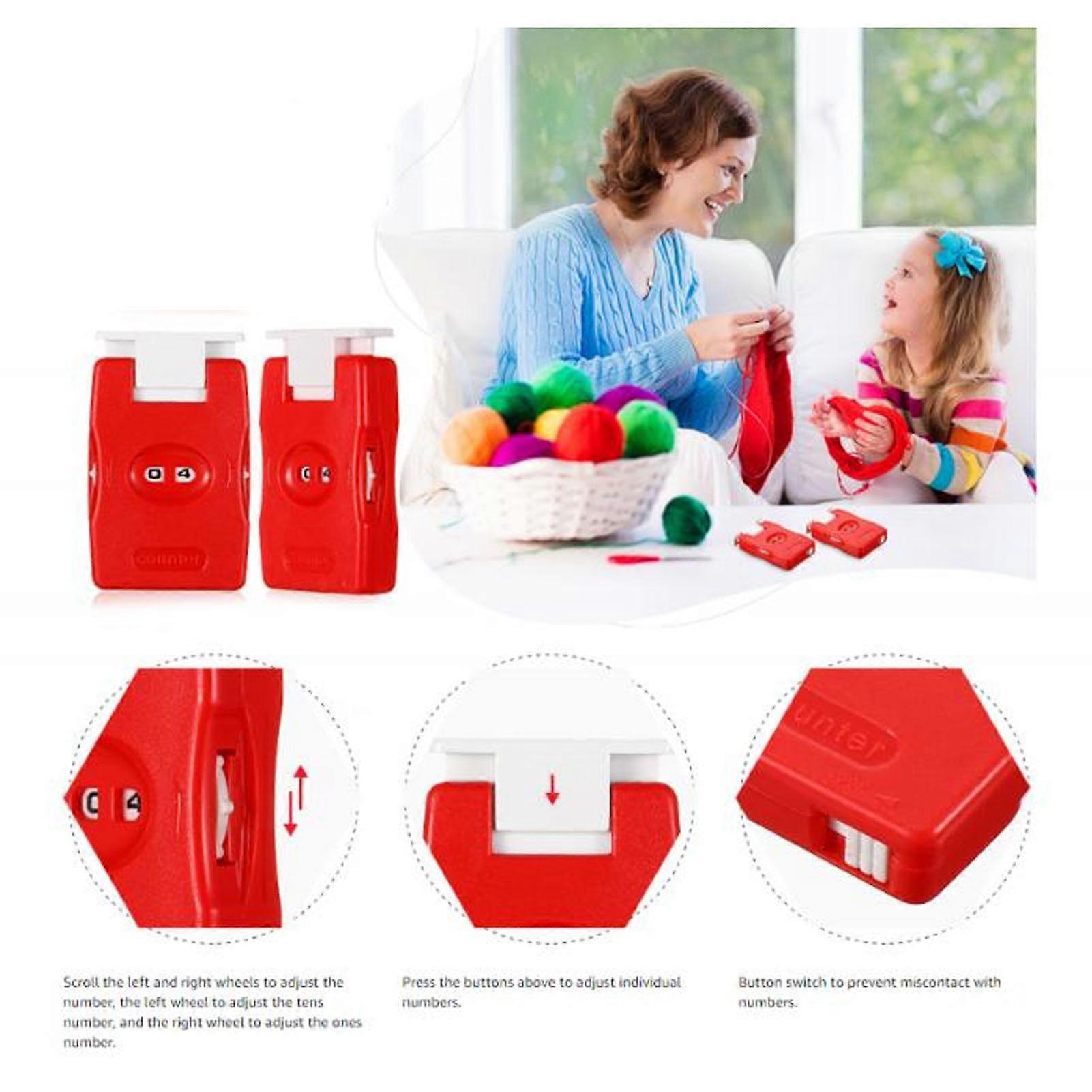 Knitting Counter Plastic Manual Crochet Stitch Counter Weaving Counting Tool for DIY Red