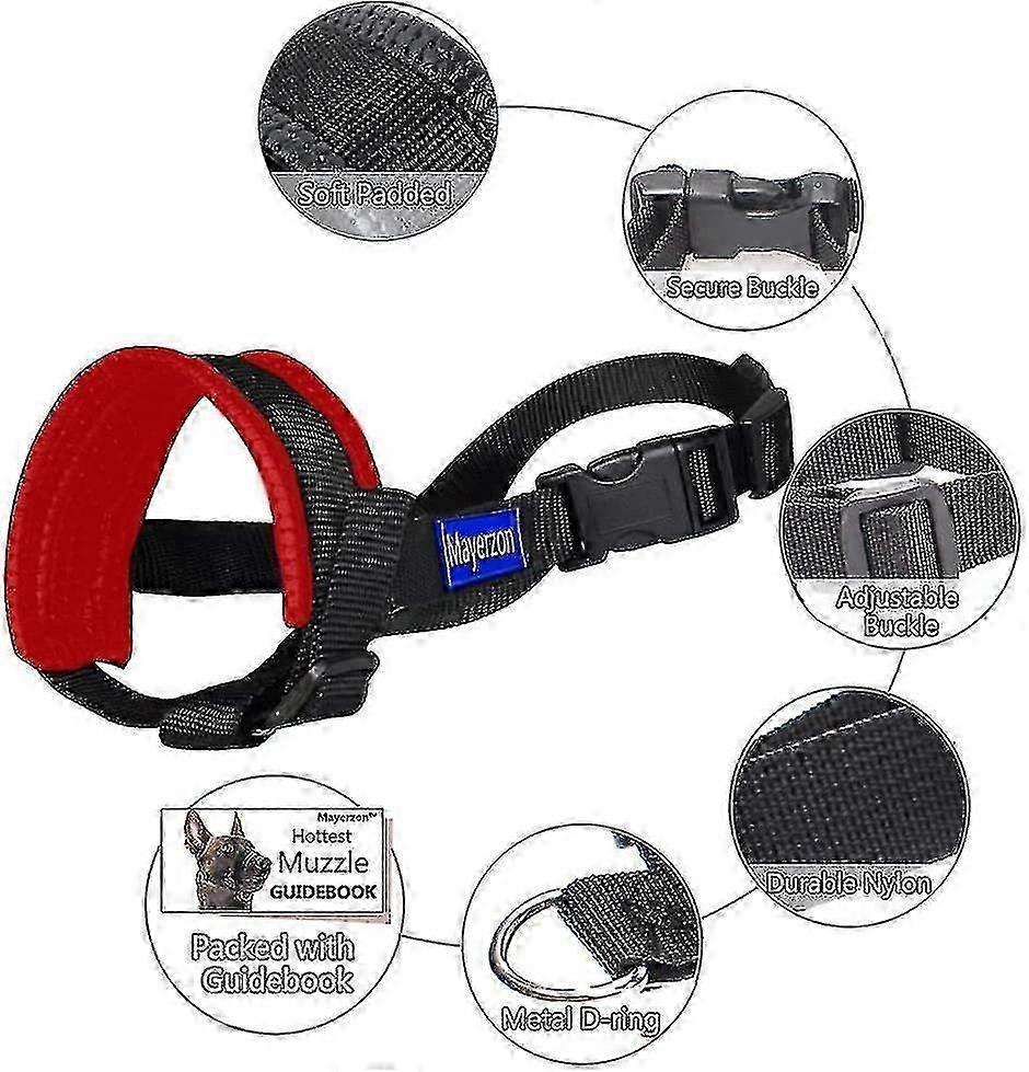 ZENGO Dog Muzzle Nylon Soft Padding, Adjustable Loop, Black