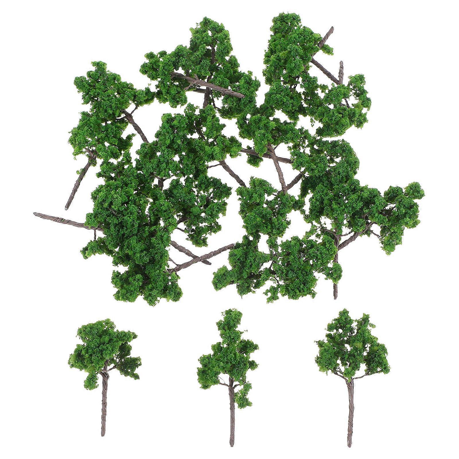 25pcs Green Mini Tree Set for Scenery Landscape Modeling – Plastic Miniature Trees for Diorama, Train, Craft Projects, Home & Desk Decor