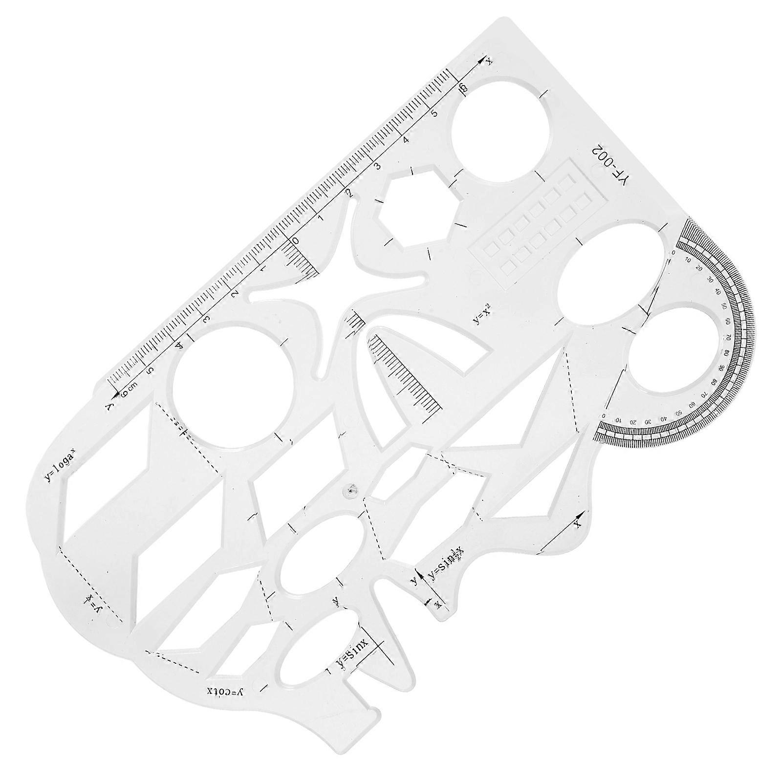 Geometric Drawing Ruler Multi Purpose High Precision Stencil Ruler For Students Transparent 1Set
