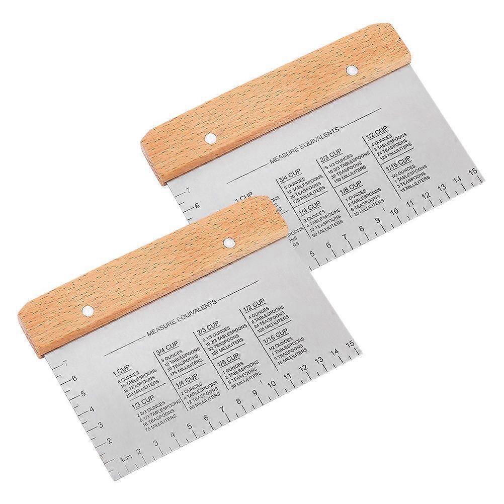 2pcs Bench Stainless Steel Dough Cutter With Wood Handle Kitchen Gadgets Pastry Food Cutter Tool For Bread Cake Pizza