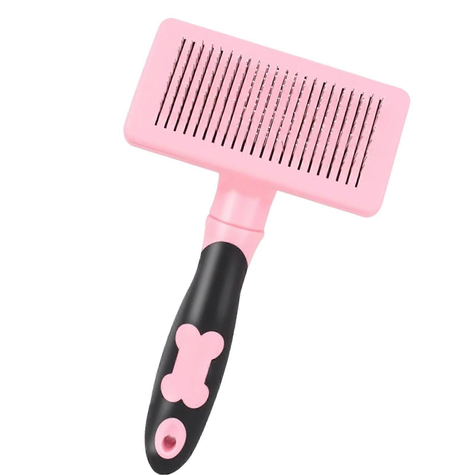 Pet Comb, Non-Slip Dog Hair Comb with Self-Cleaning Ergonomic Handle, Multifunctional for Daily Brushing and Shedding Control