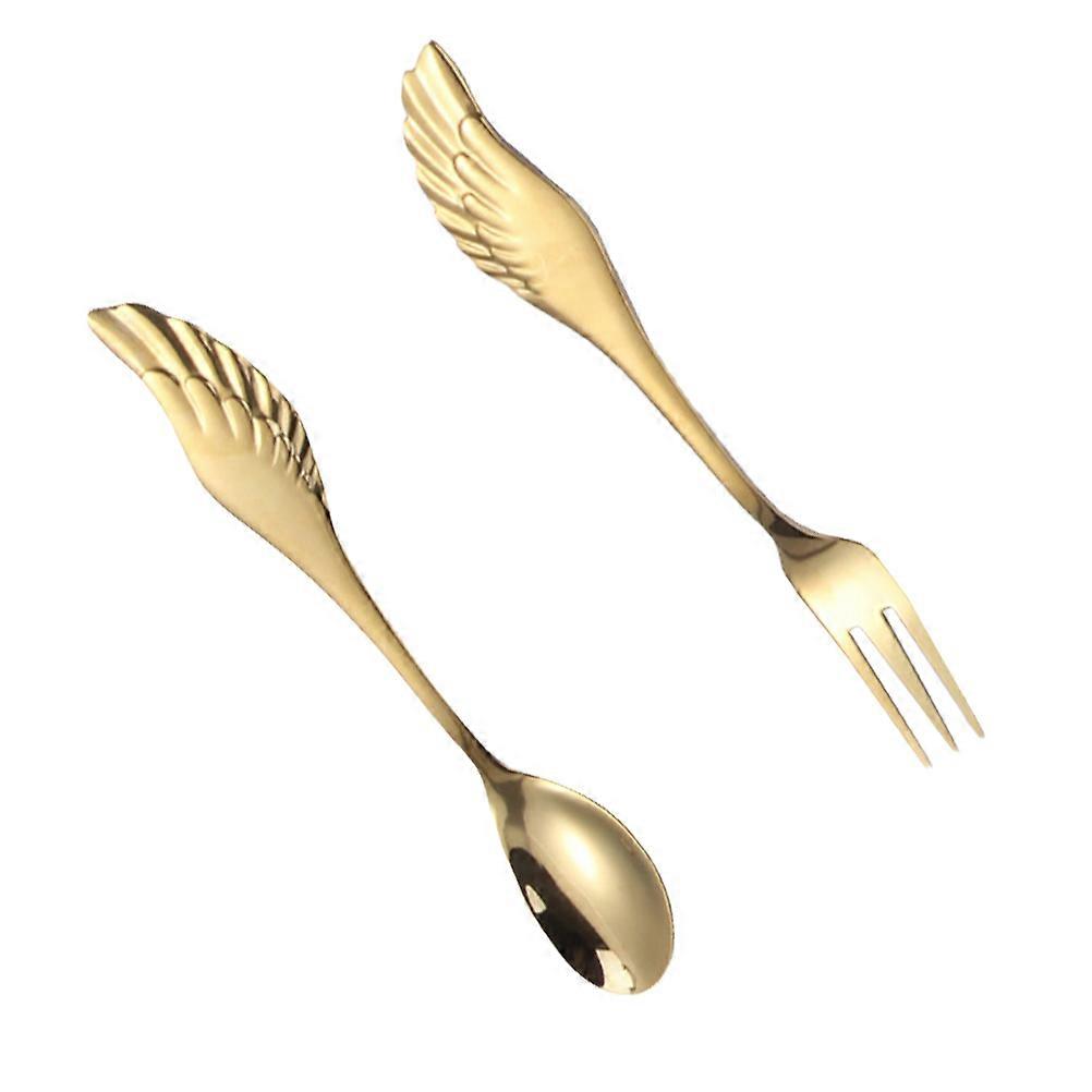 Golden Stainless Steel Spoon and Fork Set for Daily Use Lightweight and 7 inch