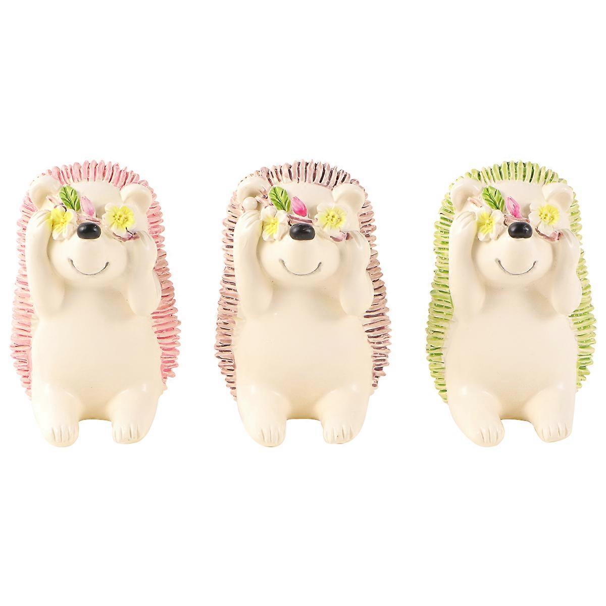 Creative Hedgehog Toothbrush Holders Assorted Color Resin Material Wall Mounted Easy to Install 3pcs