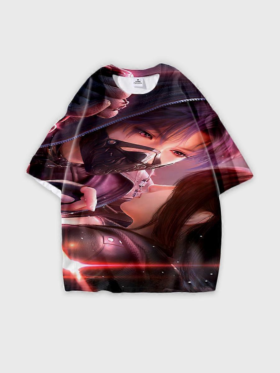 T-shirt round neck Role Pattern loose short sleeve B374