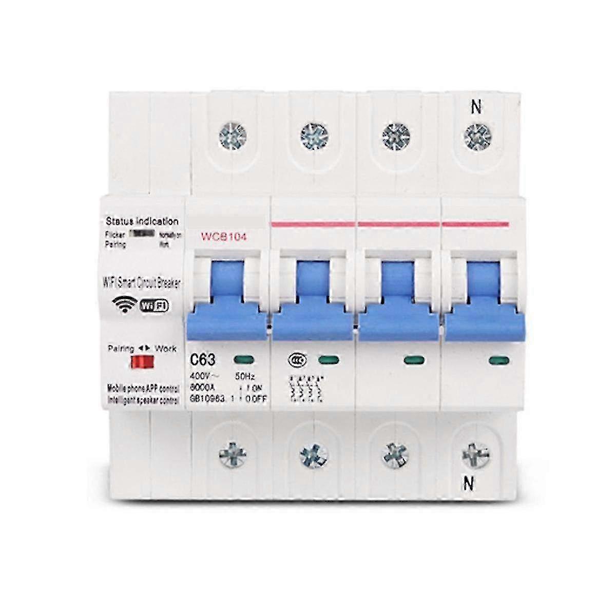 Tuya Smart WiFi Three Phase 4P 63A 380V Circuit Breaker with Remote Control and Timing for Industrial Use