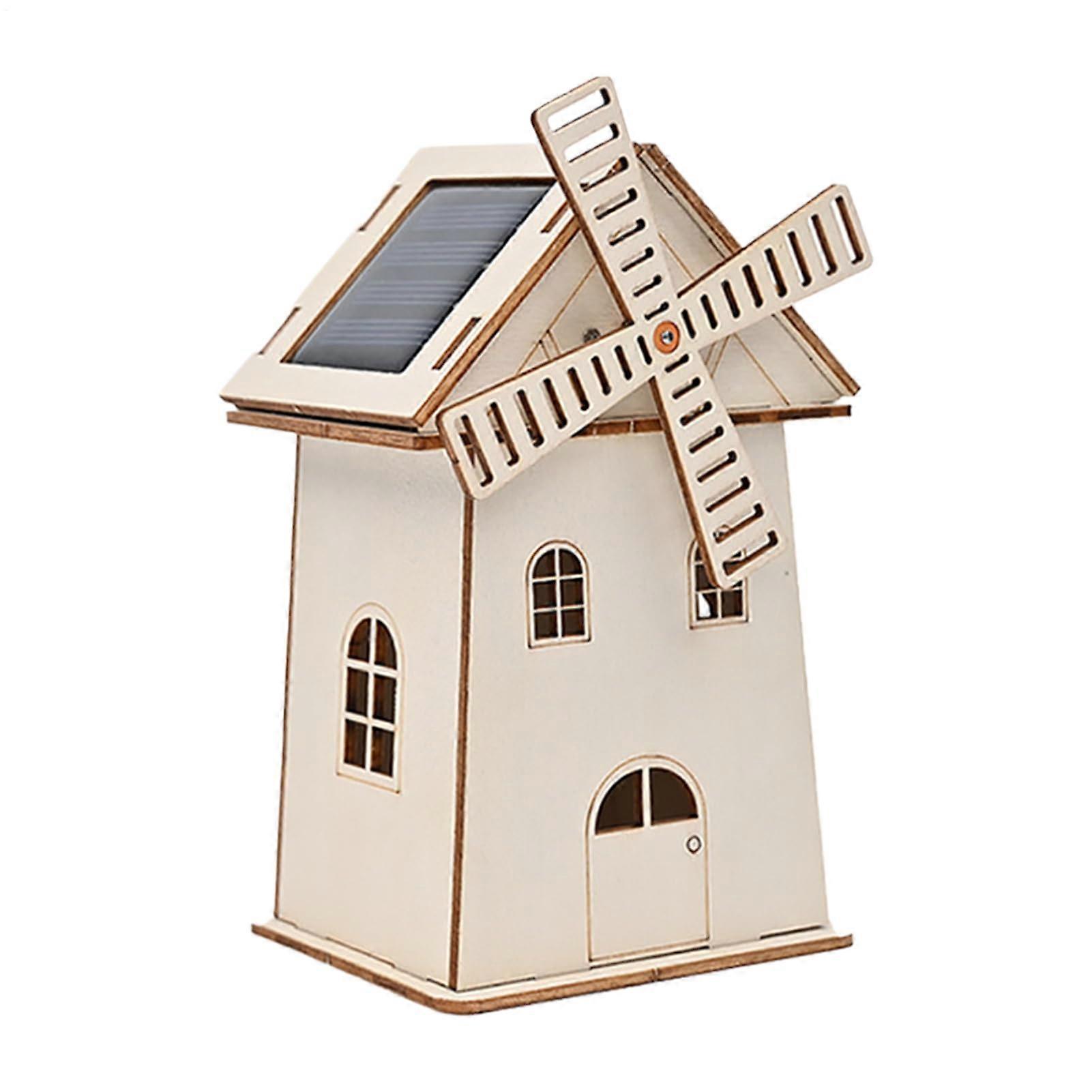 Wooden Solar Windmill Model Kit Educational STEM Toy for Kids