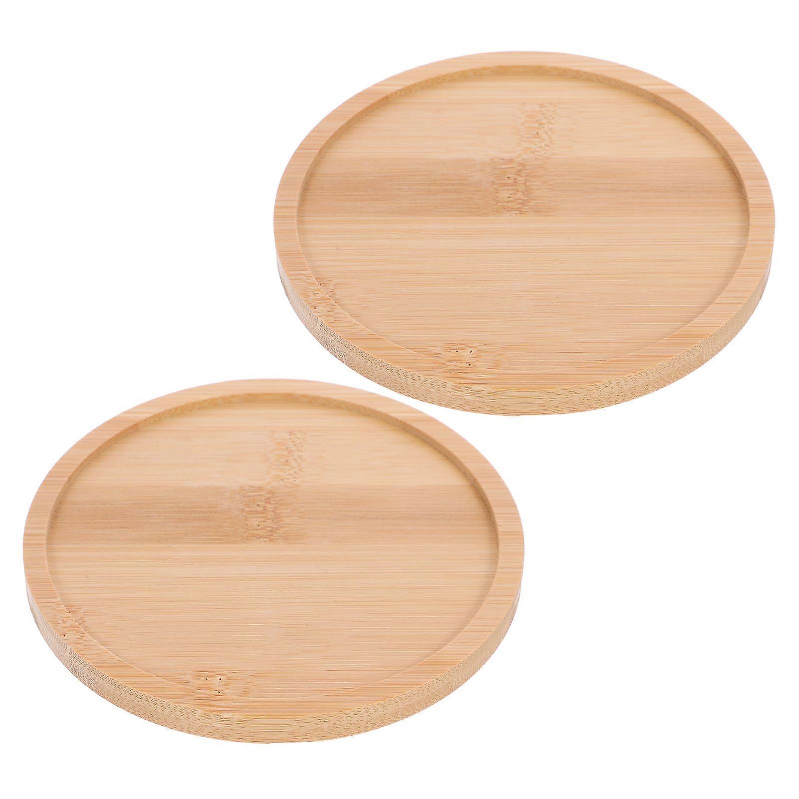 2pcs Wooden Serving Trays Round Trays Wood Plates Rustic Serving Platter for Food Snack Fruits