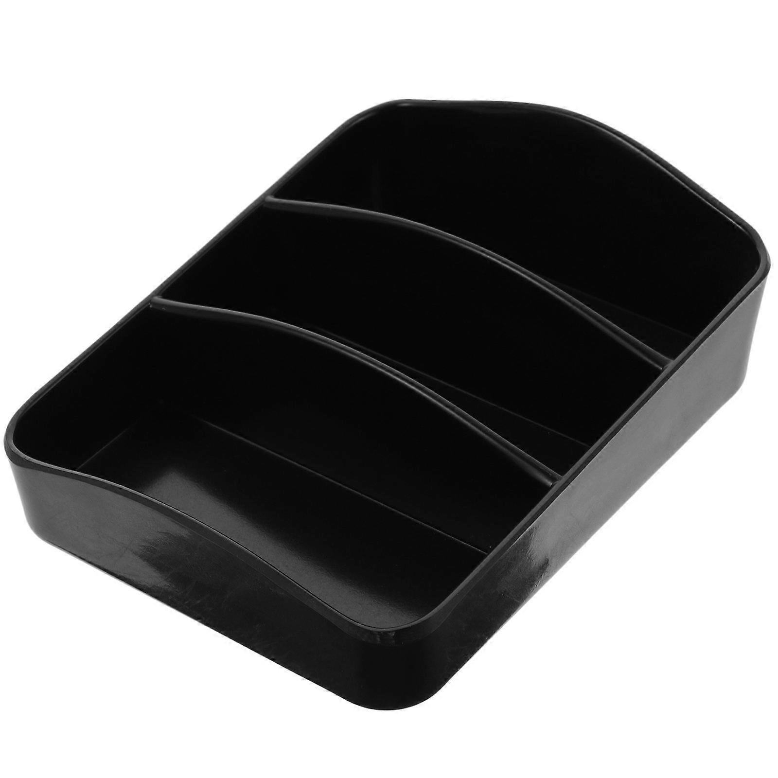Black Plastic Coffee Bar Organizer for Countertop with Multigrid Storage Suitable for Tea Bags Sugar Snacks