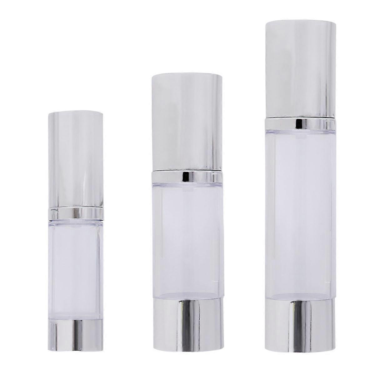 Transparent Pump Bottles Small Empty Dispensers for Travel Use Made of Anodized Aluminum Silver