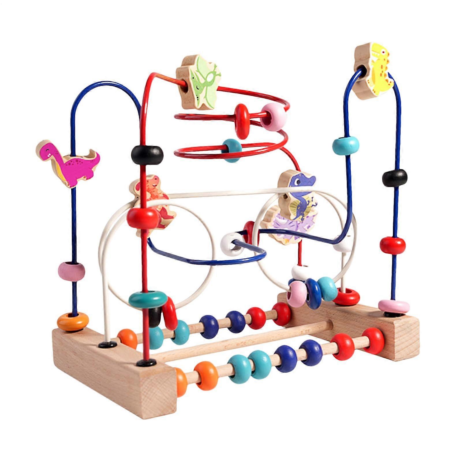 Pearl Maze Toy, Pearl Maze Toy for Colourful Abacus Russian Mountains with Dinosaur Graphics Toy with Abacus Beads Fine Motor Skills Toy