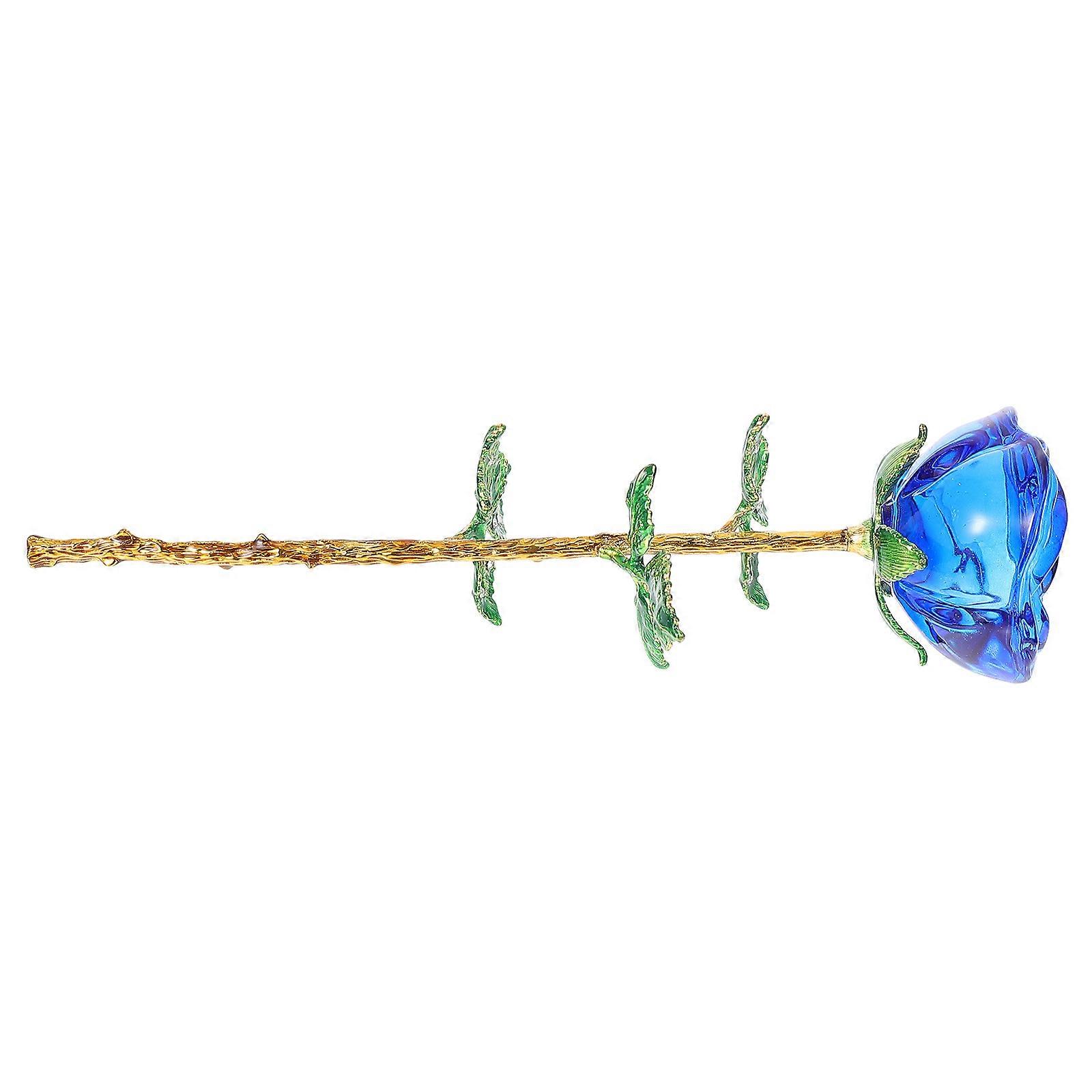Delicate Rose Arrangement For Shop Window And Wall Decoration In Blue Glass Material 1Pcs