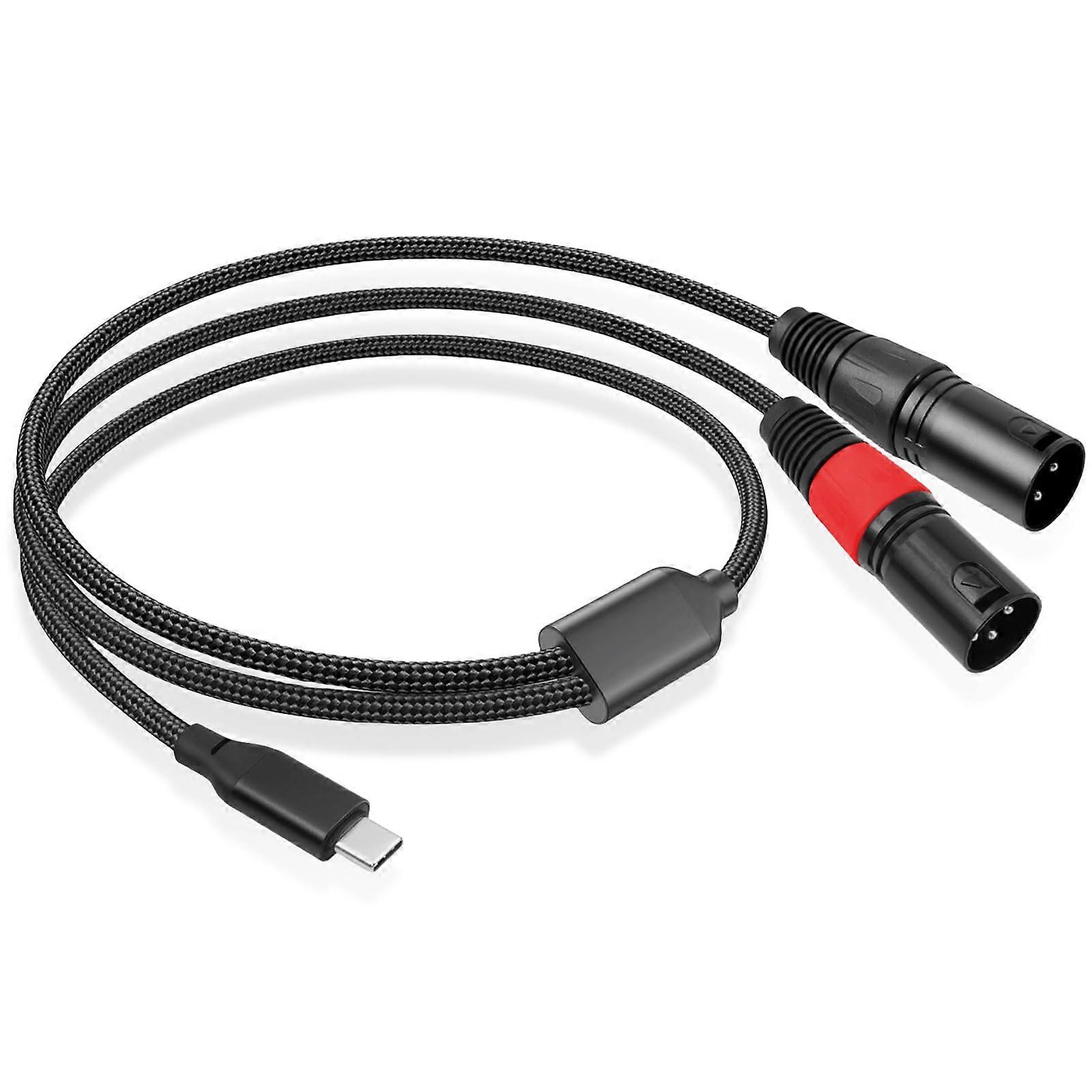 USB C to Dual XLR Male, 3m Type C to 2 XLR Microphone Cable, Stereo Power Amplifier Cable