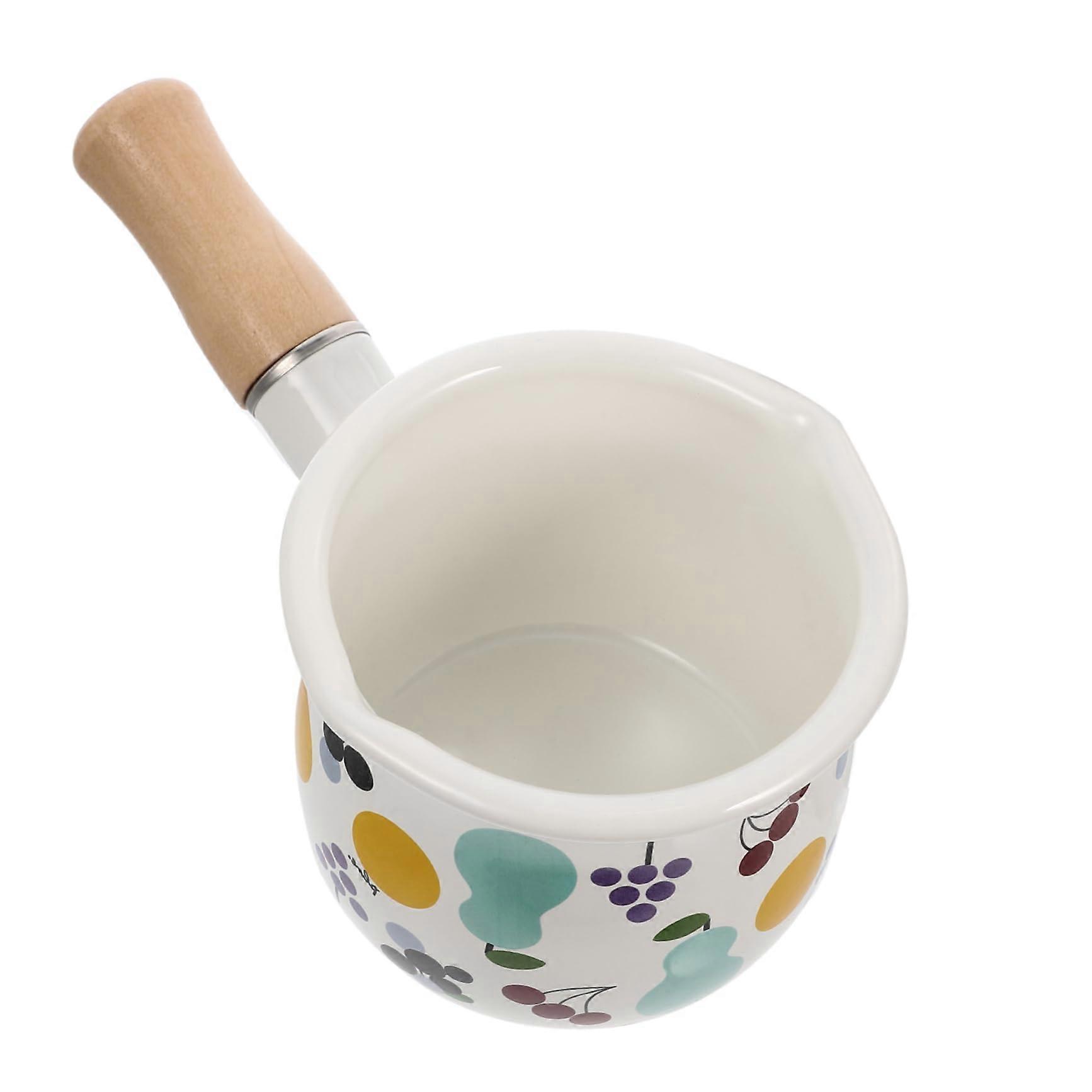 Enamel Milk Jug, Enamel Handle Pot, Enamel Crockery for Kitchen, Butter Warmer Pot