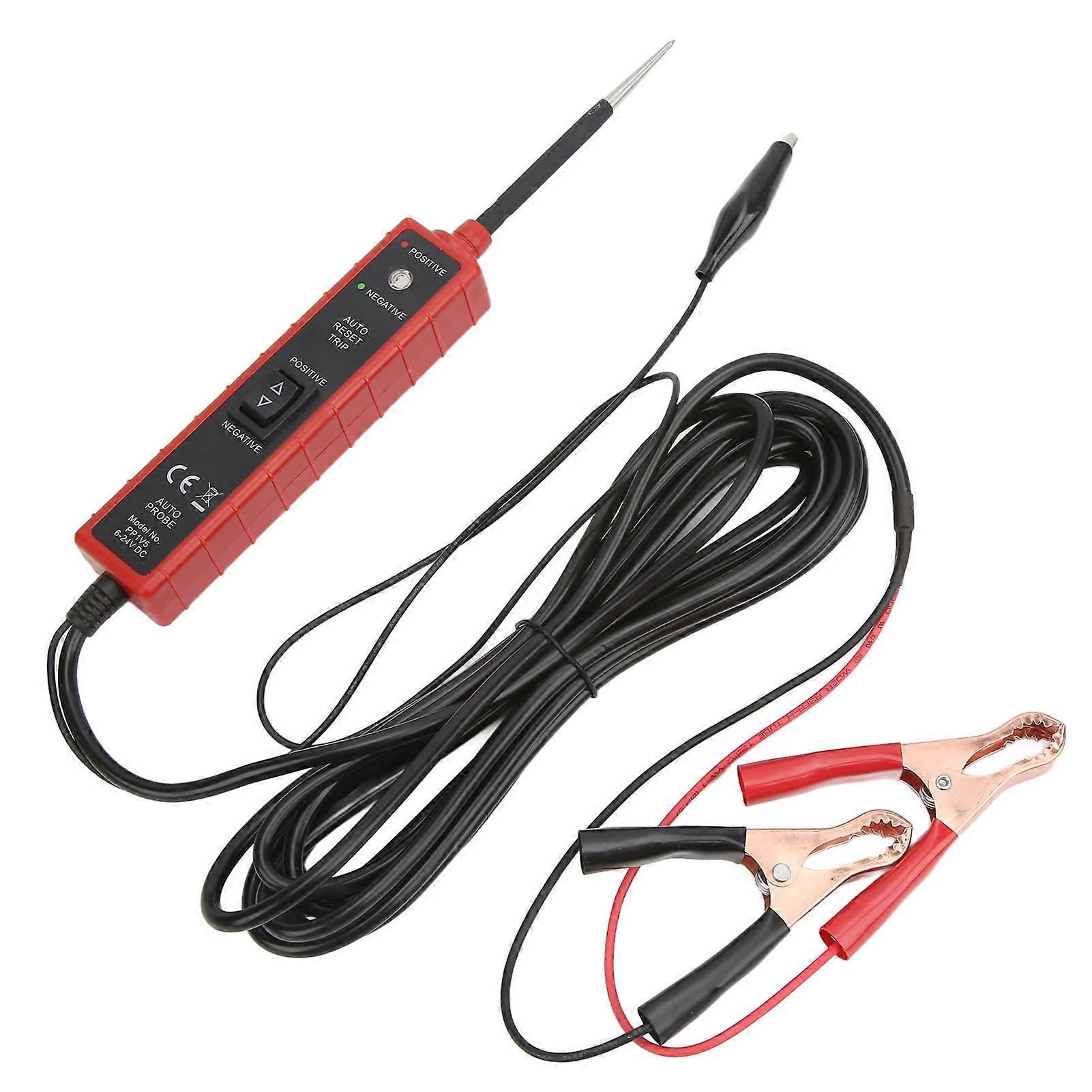 Auto circuit probe tester, diagnostic tool, shortcircuit protection, 4 m cable, red, DC 6–24 V
