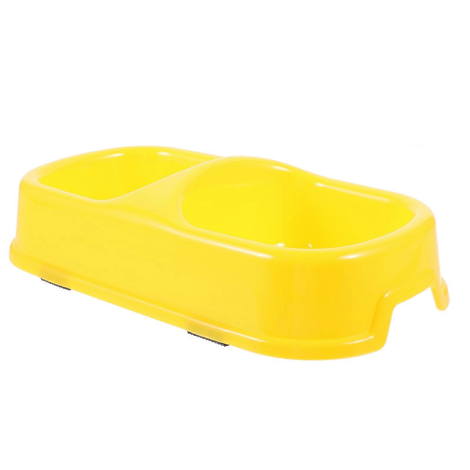 Yellow Plastic Dog Feeder with Double Design for Pet Use Nonskid and Easy to .8 Inches