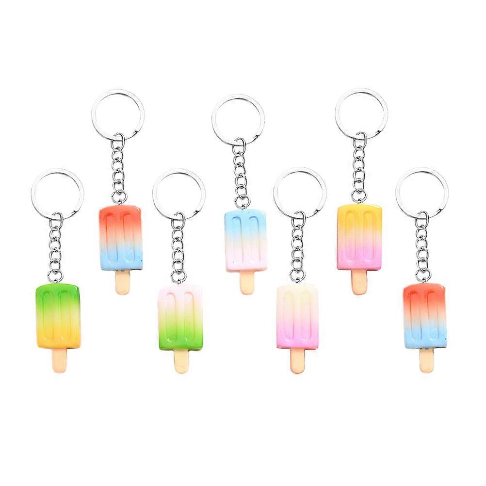 Key Chain Accessories Shape Key Chain Pendant Multi-Colored Resin Metal Key Fixing 7Pcs