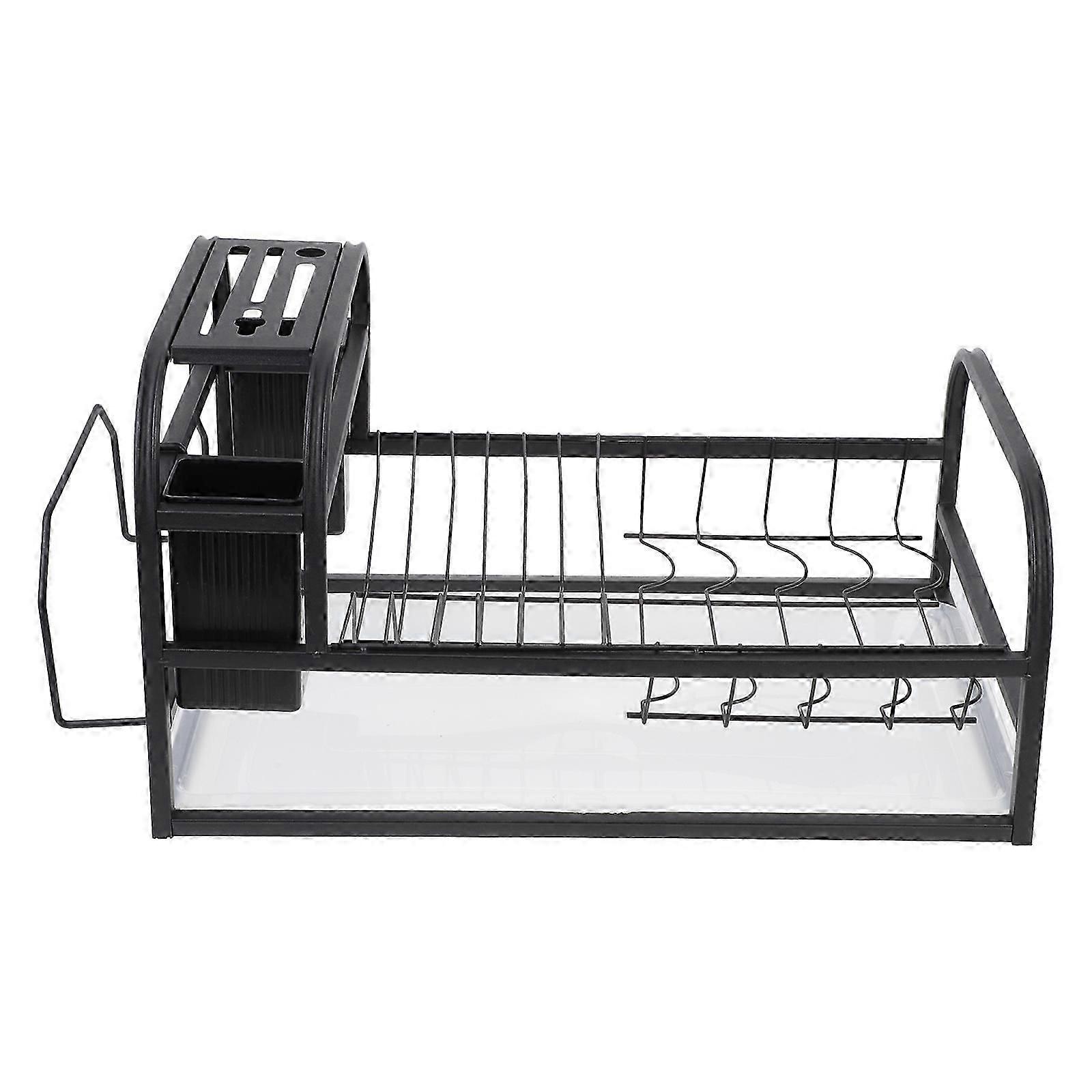 Cutlery Draining Basket Dish Drying Stainless Steel Preventing Unclean Items Flat Bottom Double Layer With Drill Plate 1Pcs