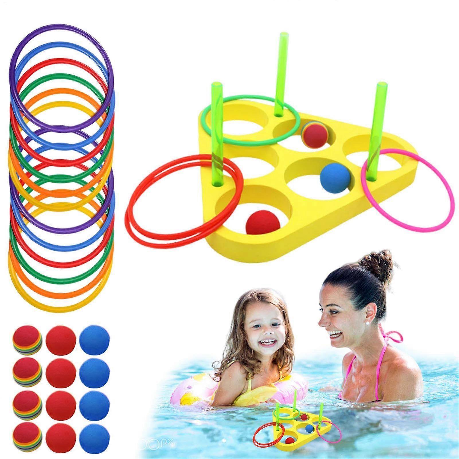 Pool Ring Game, Floating Foam Throwing Game for Pool  Foam Floating Game with Balls for Kids, Adults, and Family B: Triangle