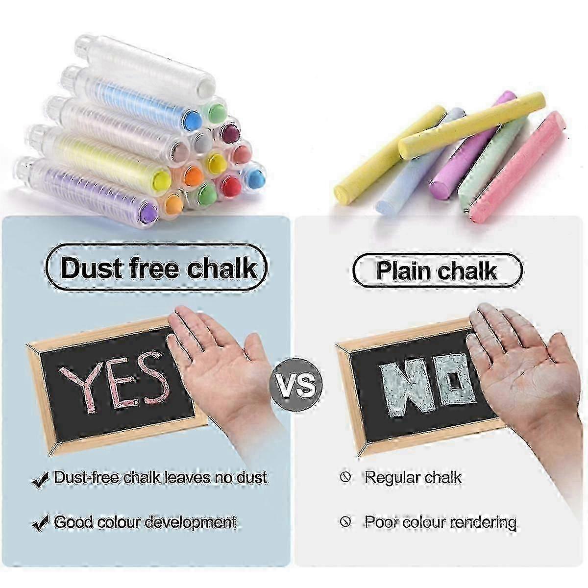 15pcs Dustless Chalk Set With Chalkboard Eraser, Colored Chalk With Holder,color Sidewalk Chalk For Kids, Chalk Paint