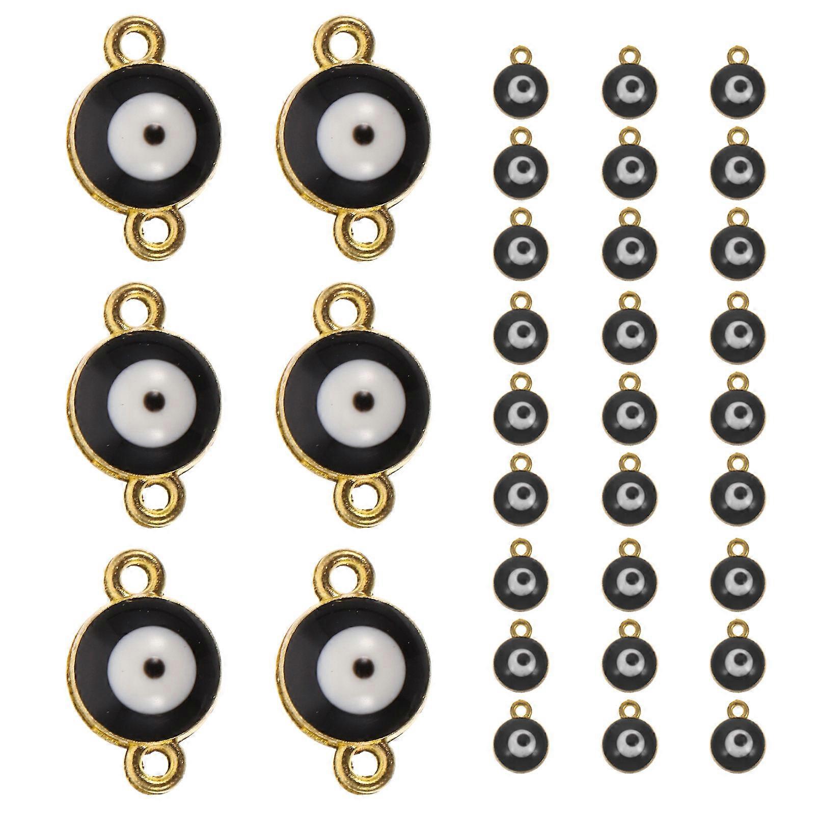 Black Alloy Evil Eye Charms for DIY Jewelry Making Decorative Pendant 40 Pieces