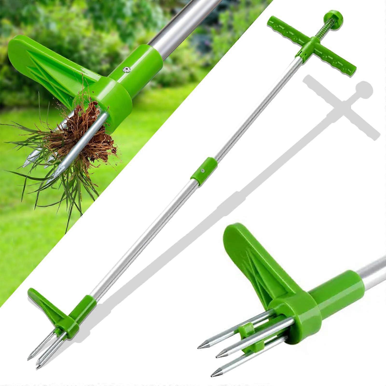 Weed Remover Device, 100 cm Length Garden Claw with 3 Pine and Plastic Pedals, Ergonomic Handle for Effective Weed Removal